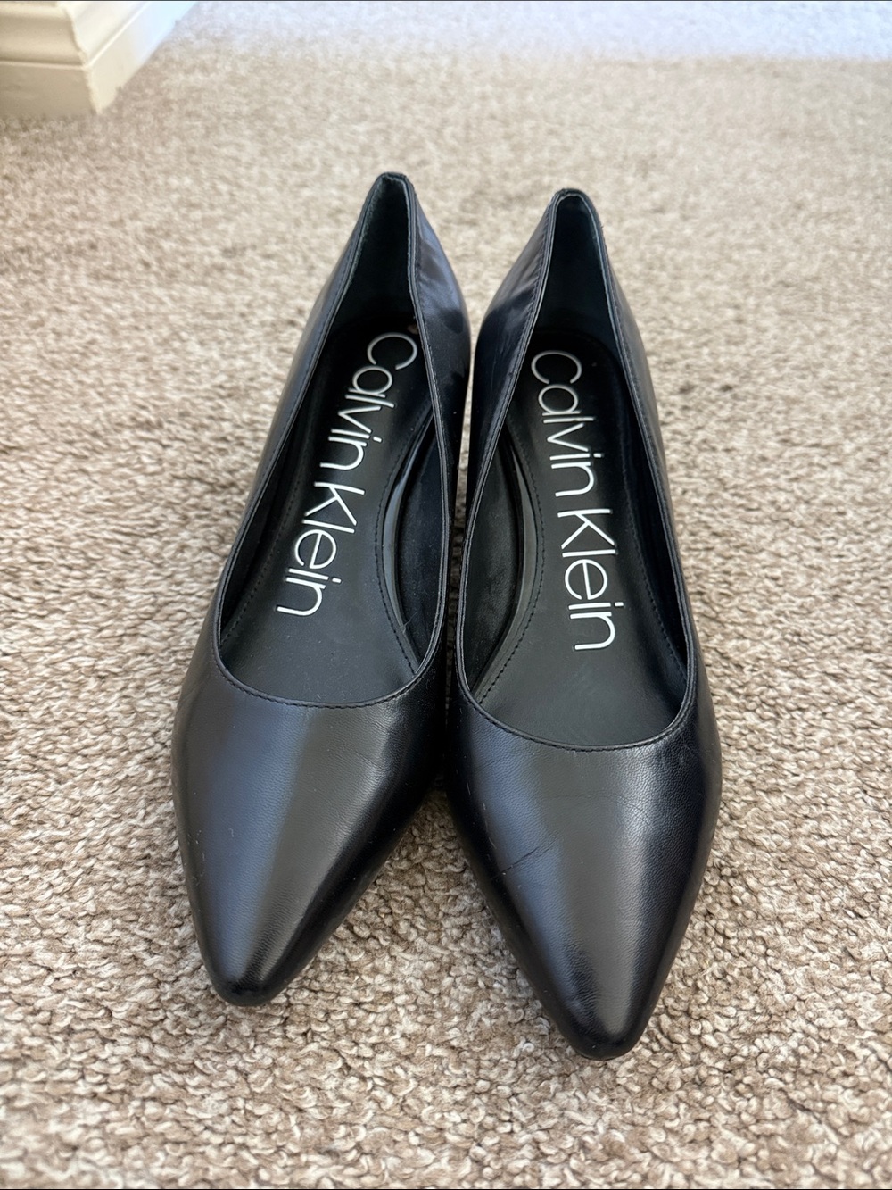 Calvin Klein Black Pointed Leather Heels